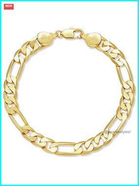 14K Gold Filled 7mm Diamond-Cut Figaro Bracelet 7 Inch